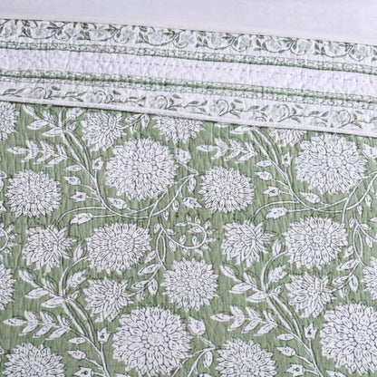 Levtex Home – Adare Sage Bedspread Set – Twin Bedspread (80x106in.) and 1 Standard Sham (20x26in.) – Floral Botanical Design – Sage and White – Reversible – Cotton
