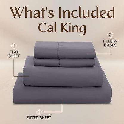 Utopia Bedding California King Sheet Set – 4 Piece Bed Sheets for Cal King Size Bed, Soft and Breathable Microfiber, Includes 1 Fitted Sheet, 1 Flat Sheet and 2 Pillowcases (Grey)