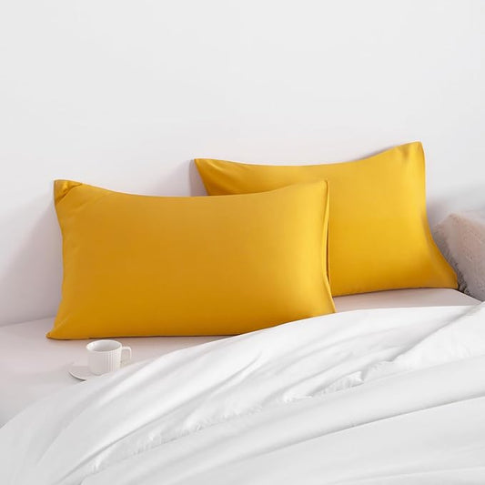NTBAY Ginger Yellow Microfiber Pillowcases Set of 2, 20x26 Inches, Soft, Wrinkle, Fade Resistant