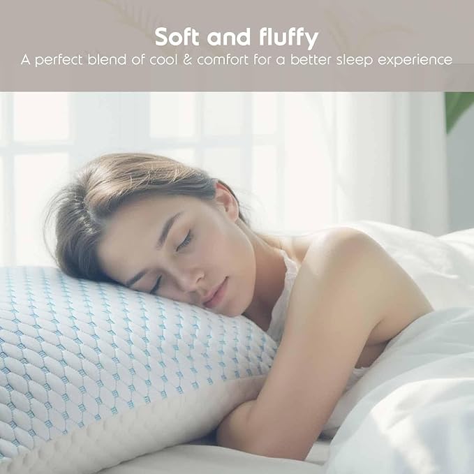 Nestl King Size Cooling Pillow for Sleeping 2 Pack, Luxury Shredded Memory Foam King Pillow Set of 2, Adjustable Cold Gel Pillows for Hot Sleepers Supportive Cool Pillow for Side Back Stomach Sleepers