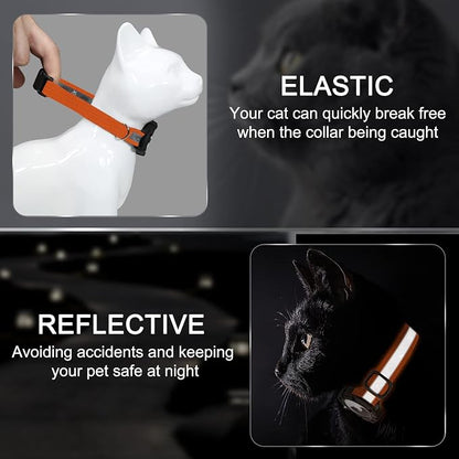 Reflective AirTag Cat Collar, Integrated Cat Collar with Air Tag Holder | Built in AirTag Holder, Adjustable 7-13in for Cats, Kittens and Puppies, Safety Elastic Band, Reflective for Night Walking