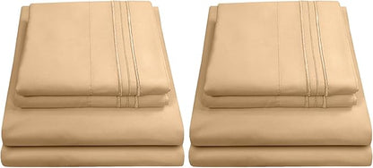 Twin Sheets - Breathable Luxury Sheets with Full Elastic & Secure Corner Straps Built in - 1800 Supreme Collection Extra Soft Deep Pocket Bedding Set, Sheet Set, Twin, Camel (Pack of 2)