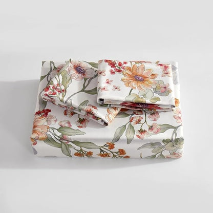 OAITE Duvet Cover Set,100% Cotton Comforter Cover with Floral Pattern Duvet Cover Set,Soft Bedding Set Includes with 3 Piece (2 Pillow Shams,1 Duvet Cover)