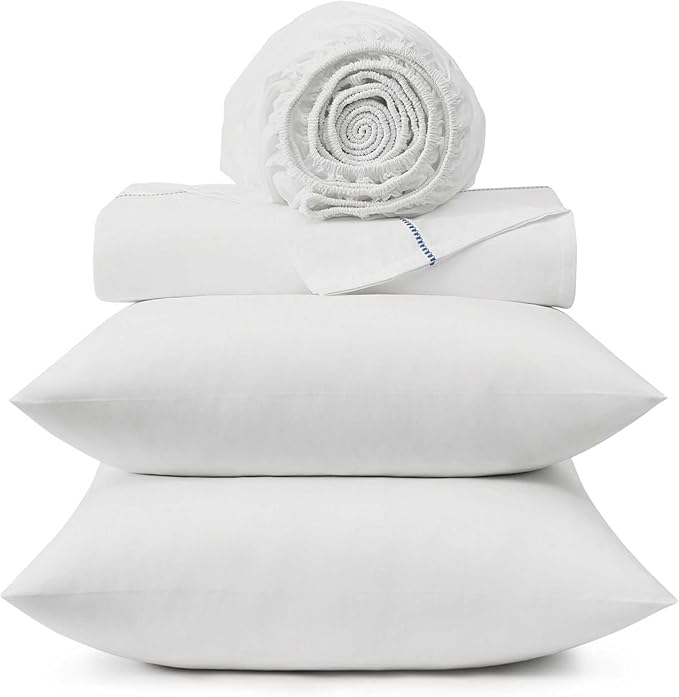 Tommy Bahama - King Sheet Set, Crisp & Cool Cotton Percale Bed Sheets, Deep Pockets, Bedding with Matching Fitted Sheet & Pillowcases (Boardwalk Blue)