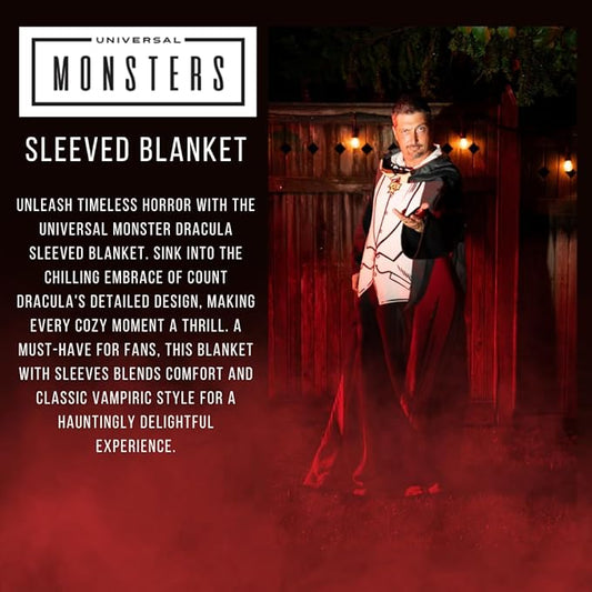 Franco Collectibles Universal Monsters Dracula Halloween Horror Super Soft Cozy Wearable Sleeved Throw Blanket, 70 in x 48 in (Officially Licensed Product)