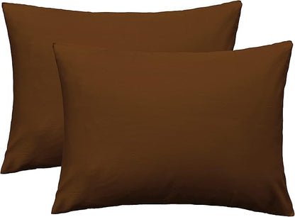 iMaylex Soft 100% Egyptian Cotton Zipper Pillow Case, Cozy and Lightweight Pillowcase, Set of 2, Coffee, King, 20" x 36"