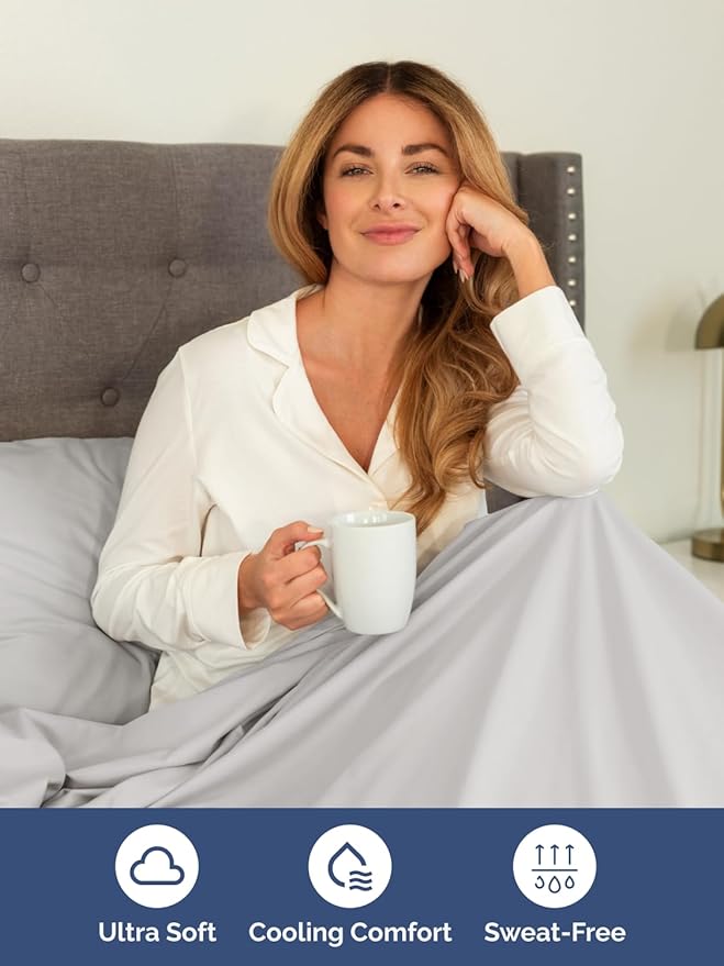 Extra Deep Full Sheet Set - 6 Piece Breathable and Cooling Sheets - Hotel Luxury Bedding for Women, Men, Kids & Teens - Easy Secure Fit - Soft, Wrinkle Free & Comfy - Extra Deep Pockets - French Grey