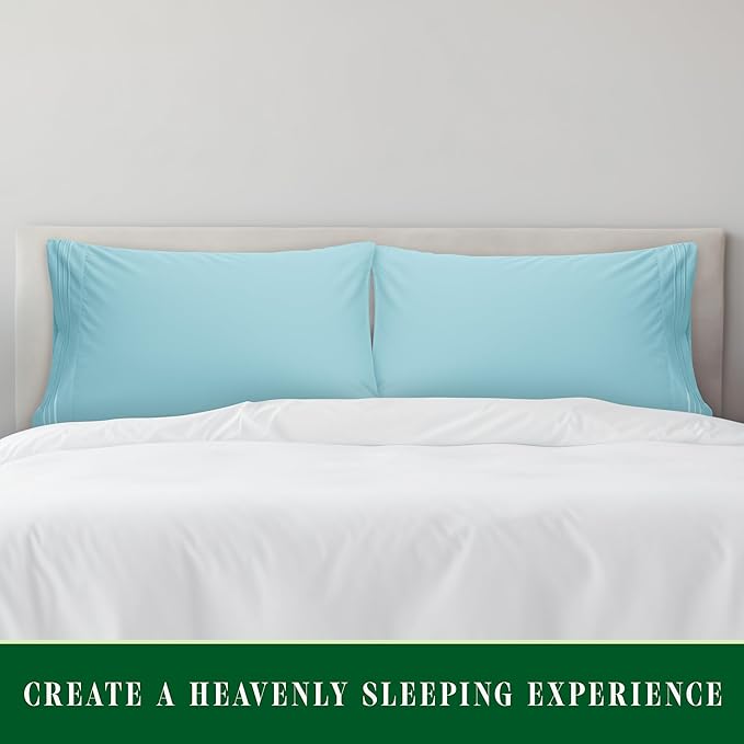 Elegant Comfort Luxury Ultra-Soft 2-Piece Pillowcase Set - 1500 Premium Hotel Quality Microfiber Double Brushed - Wrinkle Resistant, Standard/Queen, Aqua Blue
