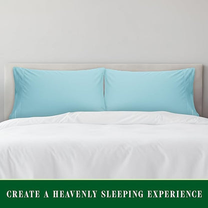 Elegant Comfort Luxury Ultra-Soft 2-Piece Pillowcase Set - 1500 Premium Hotel Quality Microfiber Double Brushed - Wrinkle Resistant, Standard/Queen, Aqua Blue