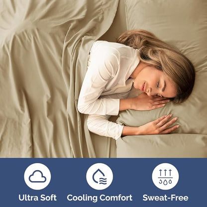 Twin XL Size 3 Piece Sheet Set - Comfy Breathable & Cooling Bed Sheets Set - Hotel Luxury Bedding for Women, Men, Kids, Teens, Boys & Girls - Deep Pockets, Ultra-Soft, Wrinkle Free - Oeko-Tex - Beige