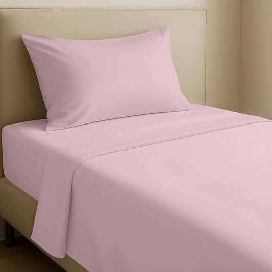 California Design Den Twin Sheet Set - Natural 100% Cotton Bed Sheets with 12" Pockets, Soft Sateen Weave, Breathable and Durable Bedding Set for Dorm Rooms, College (Pink)