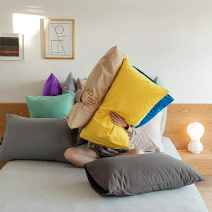 FLXXIE Pillow Cases Standard Size, Soft Microfiber Pillow Covers with Envelope Closure, Wrinkle, Stain Resistant Pillowcases, 2 Piece Set, 20x26, Dark Grey