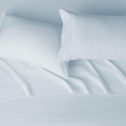 Amazon Basics Lightweight Super Soft Easy Care Microfiber 4-Piece Bed Sheet Set with 14-Inch Deep Pockets, King, Light Blue, Solid