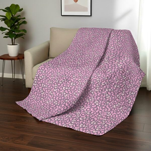 Northwest Sanrio Hello Kitty Reversible Quilted Throw, Kawaii Pink Pattern, Cozy & Warm, for Anime Fans, Game Room, Chair or Couch, 60 x 80 Inches