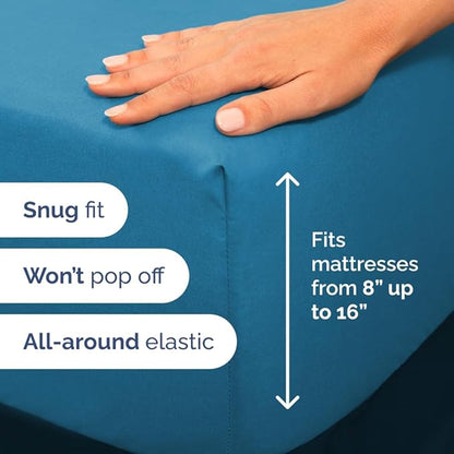 Full XL Bed Sheet - 4 Piece Full XL Bed Sheets Set - Soft, Breathable & Cooling - Hotel Luxury Bedding for Women, Men, Kids, Teens, Boys & Girls - Deep Pockets, Comfy, Fade & Wrinkle Free - Denim Blue
