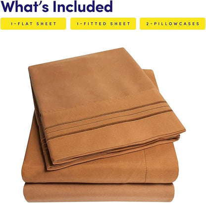 1500 Supreme Collection Full Sheet Sets Mocha Brown - Luxury Hotel Bed Sheets and Pillowcase Set for Full Mattress - Extra Soft, Elastic Corner Straps, Deep Pocket Sheets, Full Mocha Brown