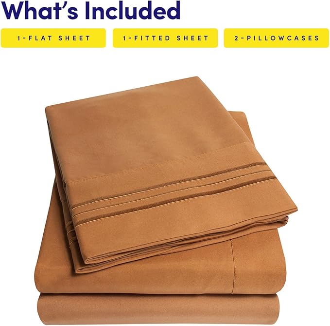 1500 Supreme Collection California King Sheet Sets Mocha Brown - Luxury Hotel Bed Sheets and Pillowcase Set for Cal King Mattress - Extra Soft, Elastic Corner Straps, Deep Pocket Sheets Mocha Brown