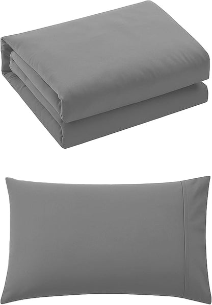 Pure Bedding Duvet Cover Twin/Twin XL Size - 2 Pieces Extra Soft Bedding Set, Includes 1 Twin Duvet Cover 68x90 Inches with Zipper Closure & 1 Pillow Sham, Comforter Not Included, Light Grey