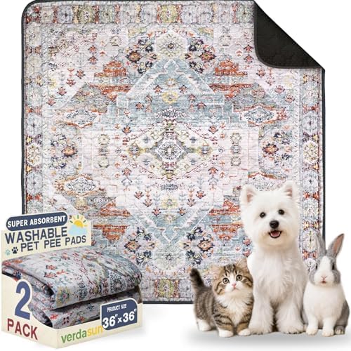 Washable Pee Pads for Dogs 36"x36" 2 Pack Reusable Puppy Potty Pad