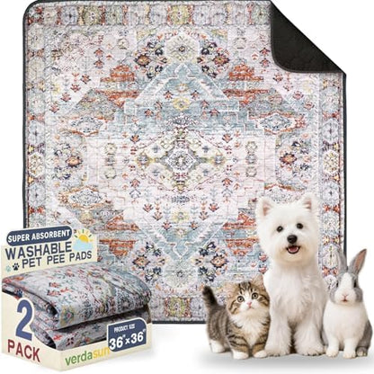 Washable Pee Pads for Dogs 36"x36" 2 Pack Reusable Puppy Potty Pad