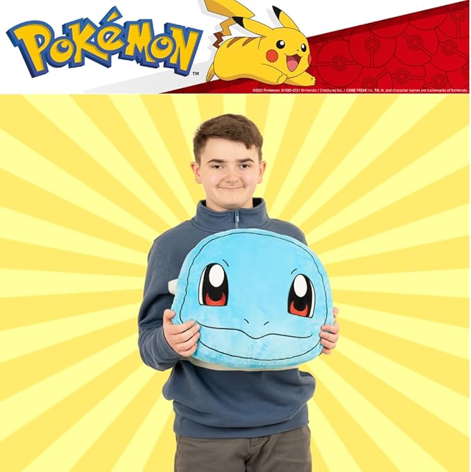 Pokemon Squirtle Decorative Plush Pillow – Anime Bedding Accent for Kids – Super Soft, One Size – (Officially Licensed Product) by Franco