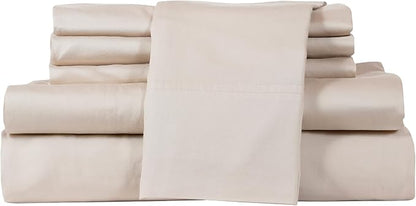 Therapedic 100% Egyptian Cotton Queen 6-Piece Sheet Set – Naturally Cooling & Breathable Sateen, Preshrunk Garment Wash, 16" Deep Pocket Fitted Sheet, Bonus Pillowcases, Soft & Durable - Fog