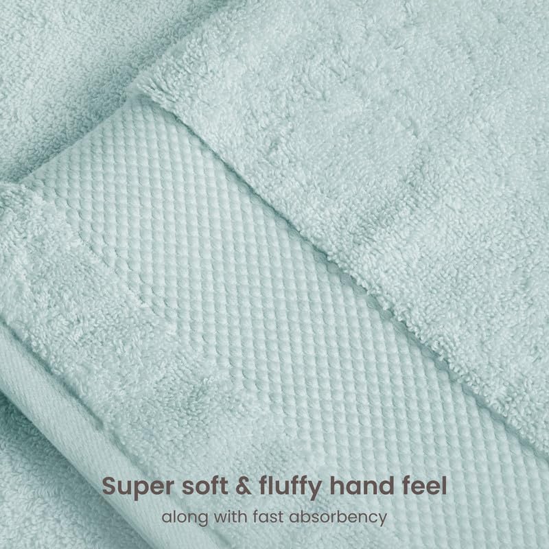 BIOWEAVES 100% Organic Cotton 700 GSM Plush Washcloths 13" x 13" GOTS Certified - Seafoam, Pack of 12