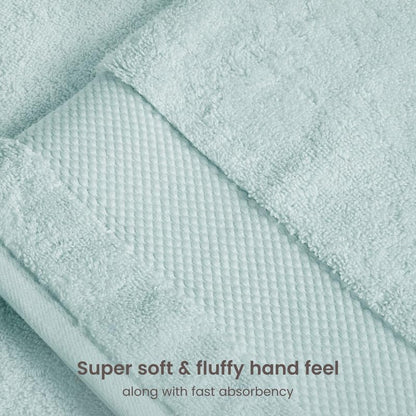 BIOWEAVES 100% Organic Cotton 700 GSM Plush Washcloths 13" x 13" GOTS Certified - Seafoam, Pack of 12