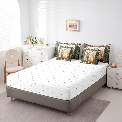 Erosebridal Elk Deer Comforter Set 7 Piece Bed in a Bag Twin,Woodland Animals Bedding Sets Ombre Camouflage Sheet Set with Comforter