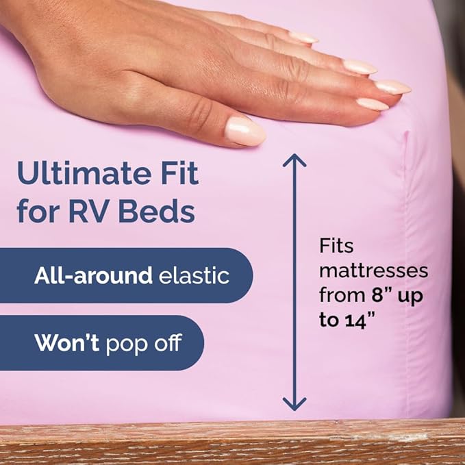 Short Queen Size 4 Piece Sheet Set - RV Short Queen, Soft, Breathable & Cooling Bed Sheets Set w/ Deep Pockets - Hotel Luxury Bedding for Women, Men, Kids, Teens, Boys & Girls - Oeko-Tex - Light Pink