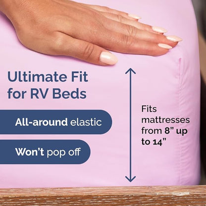 Short Queen Size 4 Piece Sheet Set - RV Short Queen, Soft, Breathable & Cooling Bed Sheets Set w/ Deep Pockets - Hotel Luxury Bedding for Women, Men, Kids, Teens, Boys & Girls - Oeko-Tex - Light Pink