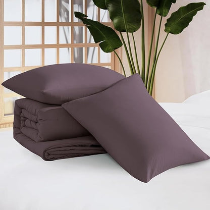 WRENSONGE Full Size Comforter Sets - 3 Pieces Deep Purple Comforter Prewashed Soft Lightweight for All Seasons, Fluffy Down Alternative Comforter Full Size with 2 Pillow Shams
