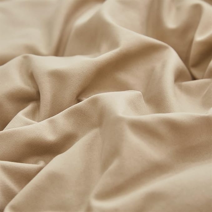CLOTHKNOW Taupe Ruffle Queen Comforter Set Champagne Bedding Comforter Sets Soft Shabby Chic Farmhouse Comforter with 2 x Pillow Cases