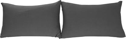 Stretch Pillowcases - Micro Jersey Knit & Ultra Soft, Standard Size - Set of 2 Pillow Cases, Dark Gray