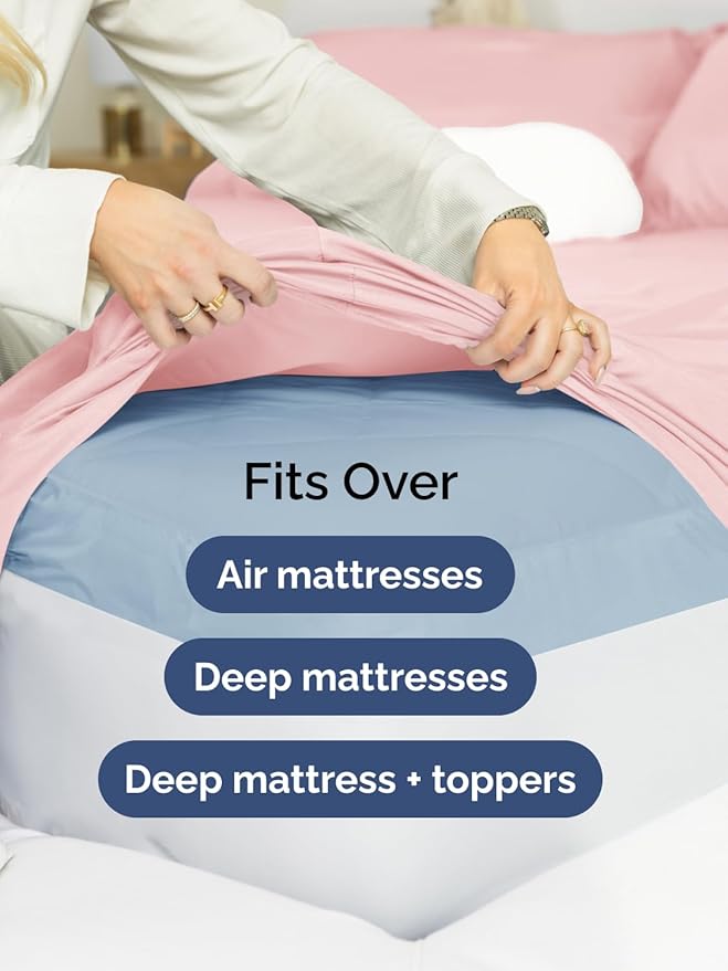 Extra Deep Twin XL Sheet Set - 4 Piece Breathable and Cooling Sheets - Hotel Luxury Bedding for Women, Men, Kids & Teens - Easy & Secure Fit - Soft and Wrinkle Free - Extra Deep Pockets - Baby Pink