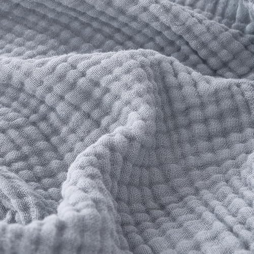 EMME Muslin Blankets for Adults Throw Blanket for Couch Breathable Gauze Soft Lightweight Airy Dusty Blue Super King 120" x 94"