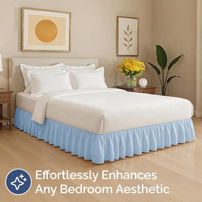Bedskirt King Size Ruffle - 15 inch Drop Dust Ruffle Bed Skirt with Platform - Ultra-Soft, Easy Fit, Premium Hotel Quality - Wrinkle, Fade & Shrink Resistant - for Women, Men, Kids & Teens - Sky Blue