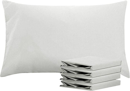NTBAY Queen Pillowcase Set - 4 Pack Brushed Microfiber 20x30 Pillowcases - Soft, Wrinkle-Free, Fade-Resistant, Stain-Resistant, Light Grey Pillowcases with Envelope Closure - 20x30 Inches, Light Grey