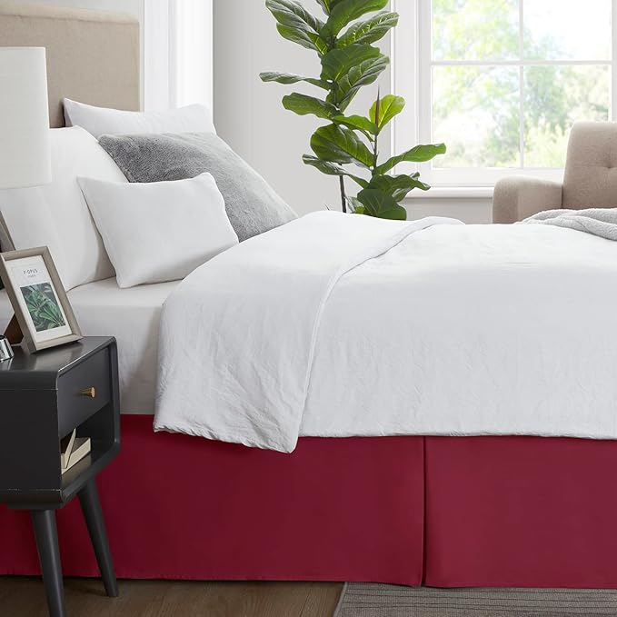 Nestl Red Heaven Twin XL Bed Skirt - Twin XL Size Bed Skirt 14 Inch Drop - Brushed Microfiber Bed Skirts - Hotel Quality Pleated Bed Skirt - Shrinkage & Fade Resistant