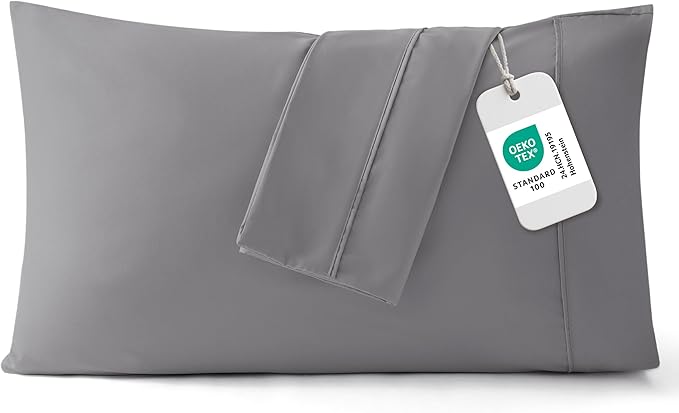 Bedsure Queen Pillow Cases Set of 2 - Silver Grey Brushed Microfiber Pillowcase 2 Pack, Super Soft and Cozy Pillow Case Covers with Envelope Closure for Kids, Wrinkle, Fade Resistant, 20x30 Inches