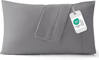 Bedsure Queen Pillow Cases Set of 2 - Silver Grey Brushed Microfiber Pillowcase 2 Pack, Super Soft and Cozy Pillow Case Covers with Envelope Closure for Kids, Wrinkle, Fade Resistant, 20x30 Inches