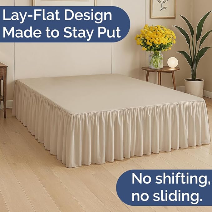 Bedskirt Twin Size Ruffle - 12 inch Drop Dust Ruffle Bed Skirt with Platform - Ultra-Soft, Easy Fit, Premium Hotel Quality - Wrinkle, Fade & Shrink Resistant - for Women, Men, Kids and Teens - Cream
