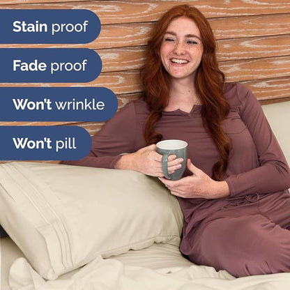 Bulk Case Pack of 12 Sheet Sets - (12) Complete Cal King Size Sheet Sets w/ Deep Pockets - Wholesale Bulk Bedding for Hotels, Spas & Airbnbs - Breathable, Soft & Wrinkle Free - (Cal King, Off White)