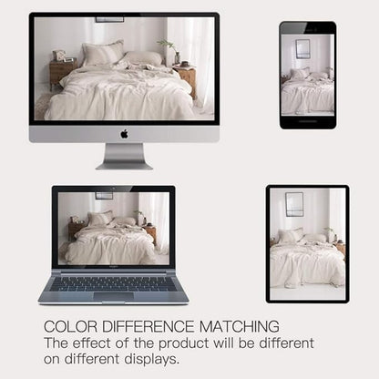 Simple&Opulence 100% Washed Linen Duvet Cover with Embroidered, 3 Pieces Soft Farmhouse Comforter Set with Button Closure,1 Duvet Cover and 2 Pillowshams (California King,Natural Linen)