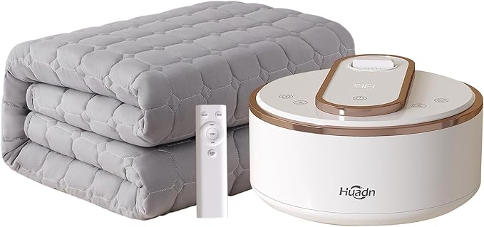 Water Heated Mattress Pad Queen Size - Wire-Free Electric Bed Warmer with Remote Control, Quiet Temperature Control 32-149°F, Machine Washable
