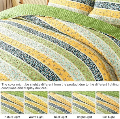 HoneiLife Queen Quilt Bedding Sets - 3 Piece Microfiber Quilt Set Reversible Bedspreads Rustic Coverlets for Queen Bed