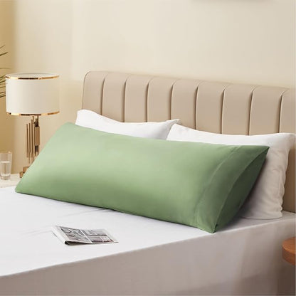 BEDELITE Body Pillow Cover, Rayon Made from Bamboo, Cooling Body Pillow Pillowcase for Hot Sleepers and Night Sweats, Breathable & Silky Soft Full Long Pillow Case Cover (Sage Green, 20x54 Inches)