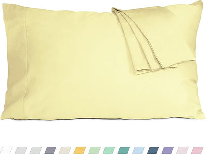 Pillow Cases, King Size Cotton Percale Weave Pillowcases, Pre-Shrunk Breathable and Hypoallergenic Pillowcases, Set of 2 (2 Piece King 20 Inch x 40 Inch, Beige)