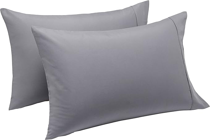 Amazon Basics Standard Pillowcases Set of 2 - Lightweight, Super Soft Easy Care Microfiber, Dark Gray, 30" L x 20" W, Pillows Not Included