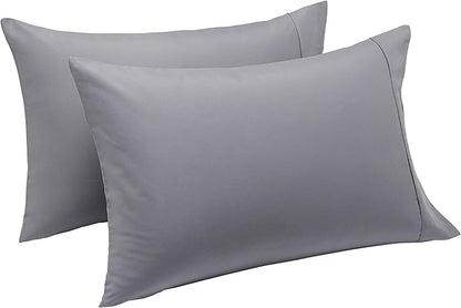 Amazon Basics Standard Pillowcases Set of 2 - Lightweight, Super Soft Easy Care Microfiber, Dark Gray, 30" L x 20" W, Pillows Not Included